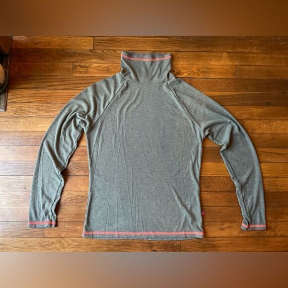 XL/2X West Wind green ribbed turtleneck with orange stitching - Picture 1 of 10